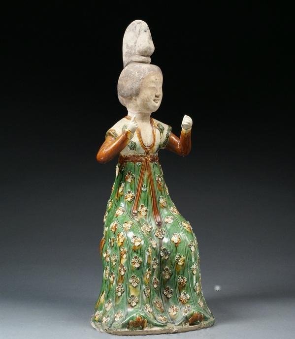 唐物 唐三彩女子俑 岩倉家旧蔵 共箱箱書きあり