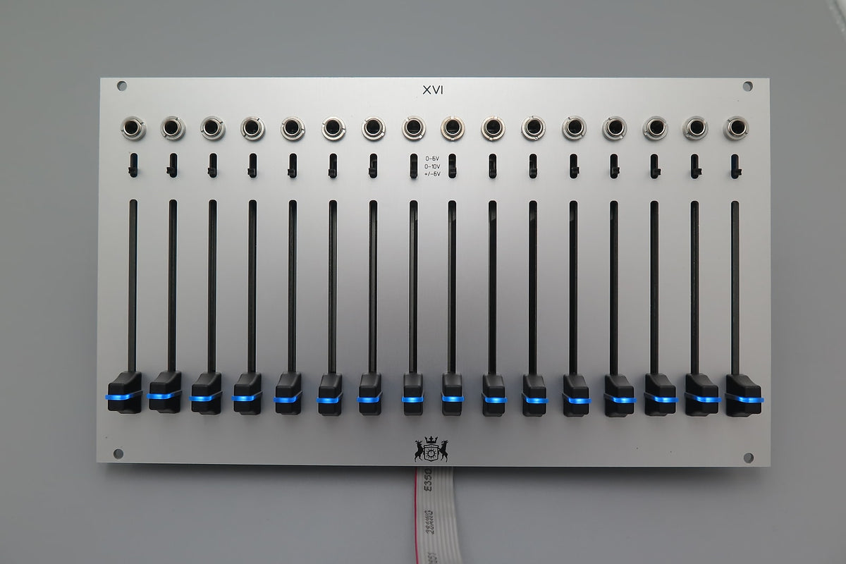 XVI Euro 16 Channel Fader Bank with CV, I2C, and MIDI – Michigan