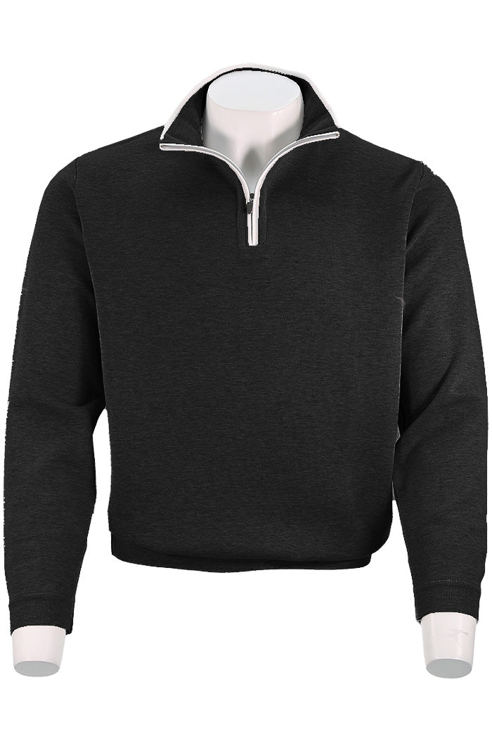 St. Croix Men's Half-Zip Mock Neck Sweater with Tipping - Mondo Uomo