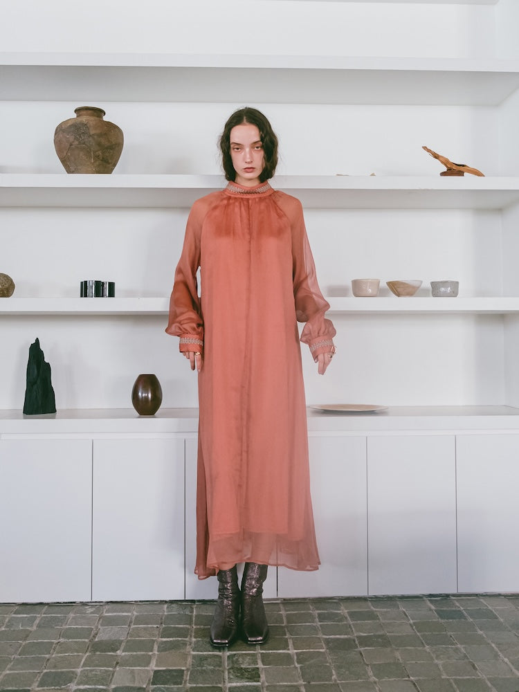 Cord Embroidery Long Dress｜結婚式やお呼ばれに｜シフォンワンピース