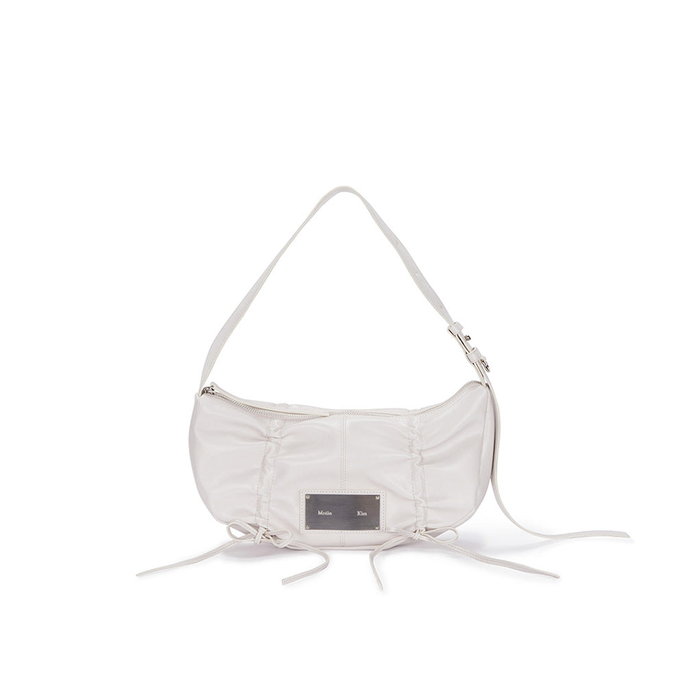 HALF SHIRRING RIBBON ROUND BAG IN IVORY – Matin Kim
