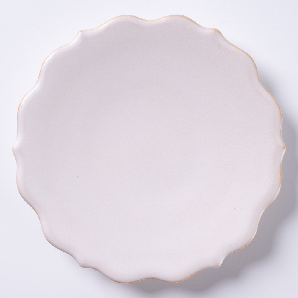 萩焼 天龍窯 凛花皿5寸 ホワイト ¥2,200 大人の焼き物