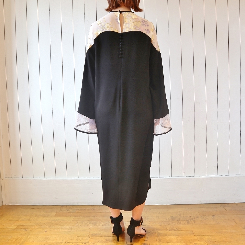 Mame Kurogouchi – Silk Lame Printed Sleeves I-Line Dress – A.I.R.