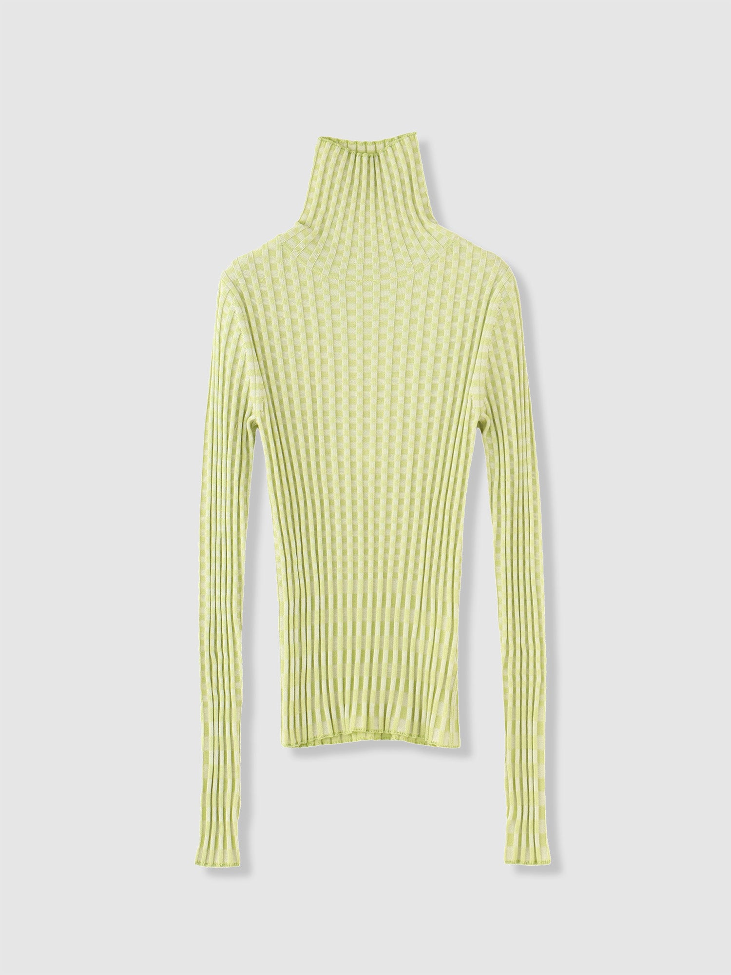 Checkered Rib Turtle PO3シーズン着用可能なタートルネックニット