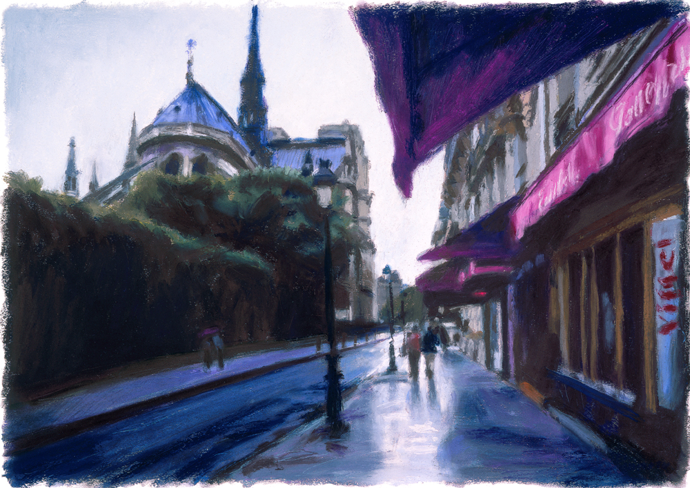 5783 セイ・ハシモト 橋本清一 メニルモンタン大通り◇パステル画 肉筆