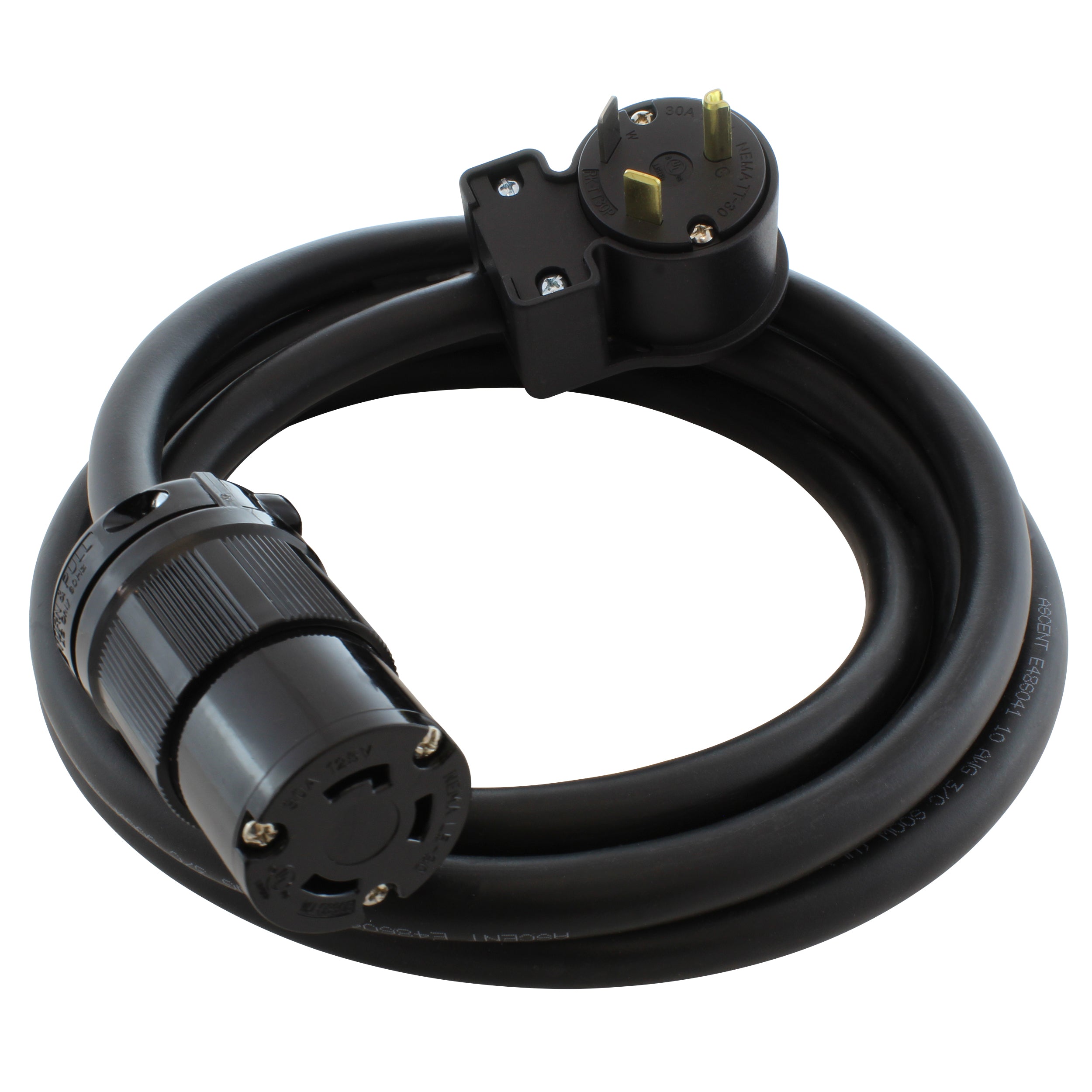 RV 30A 125V NEMA TT-30P to NEMA L5-30R Rubber Extension Cord With