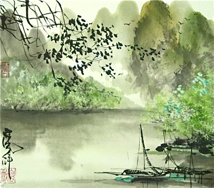 中国桂林を描く 墨彩画紀行 | 嵐酔水墨画書道教室 東京・渋谷表参道
