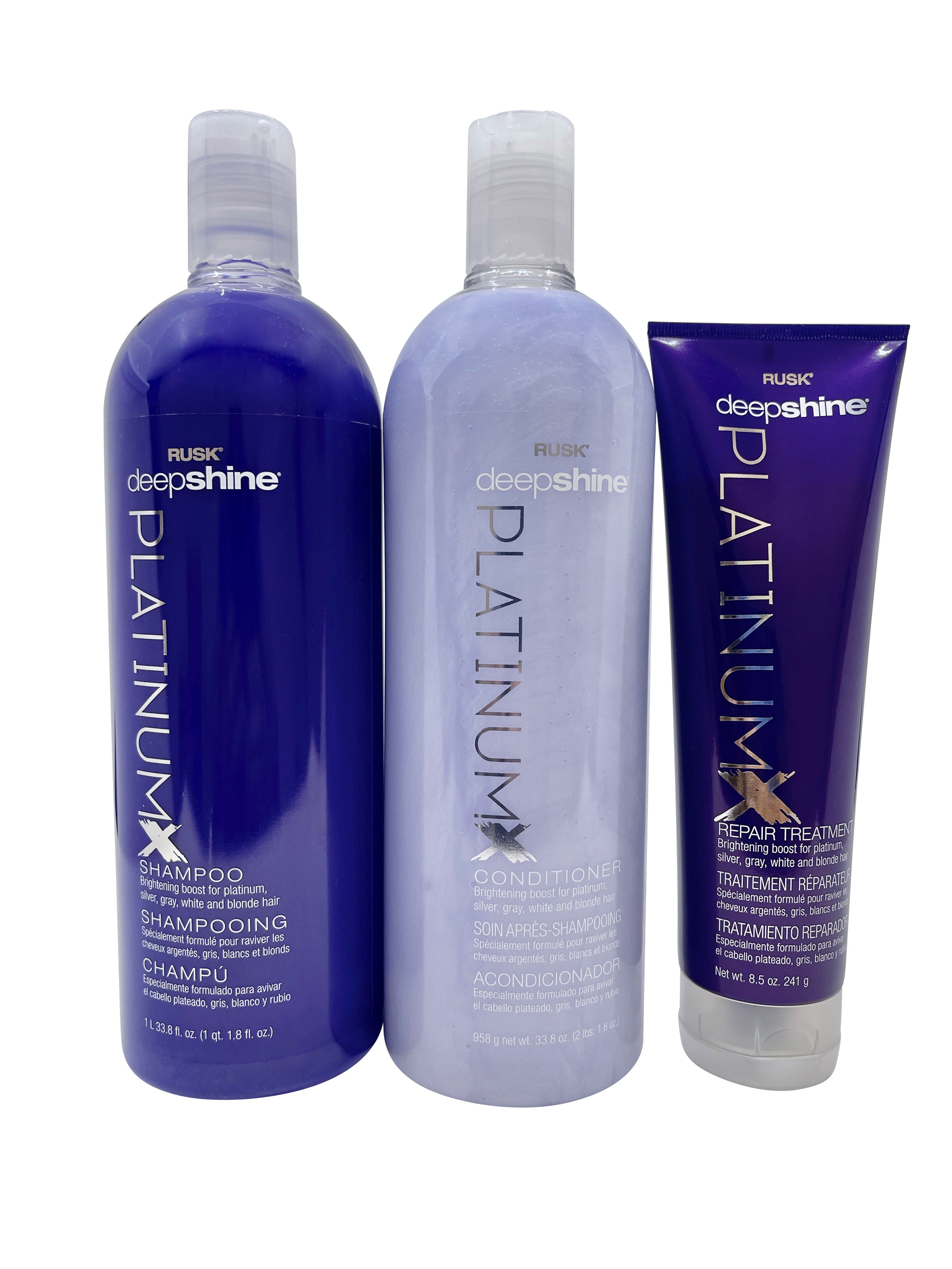 Rusk Deep Shine Platinum X Shampoo & Conditioner 33.8 OZ Repair