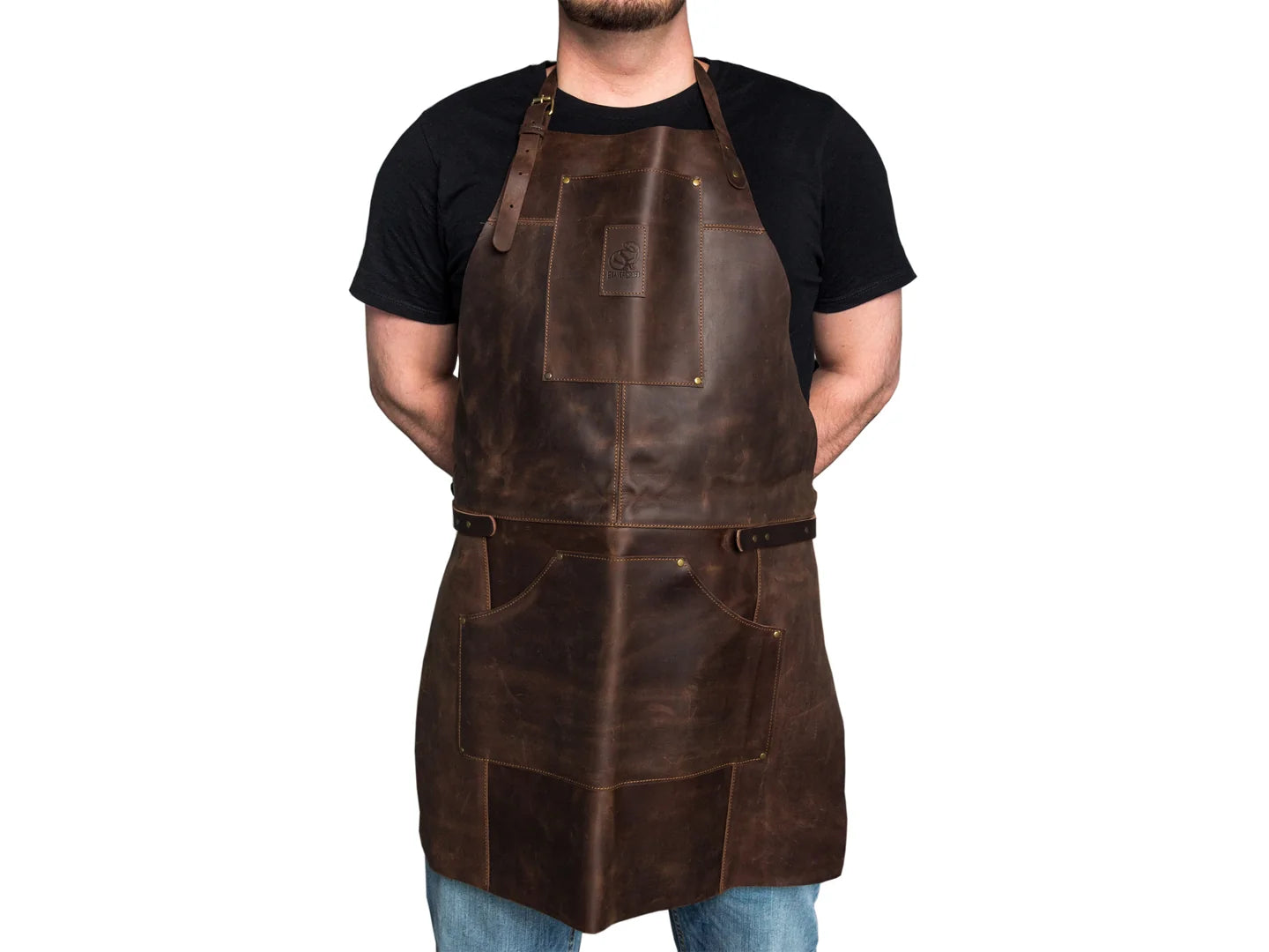 Adjustable Brown Leather Work Apron – AP2X – BeaverCraft Tools