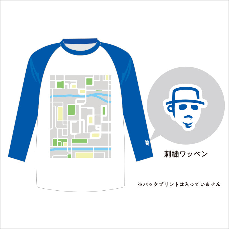 Chageのずっと細道 ラグランTシャツ（ホワイト×ロイヤルブルー