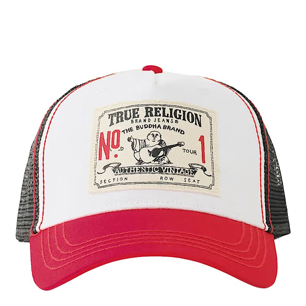True Religion OG Patch Trucker Hat - White - Red – City Jeans