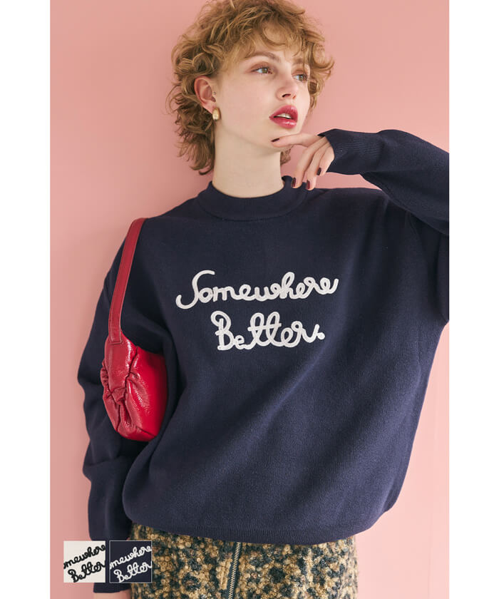 セール☆2990円→1990円 ロゴ刺繍ニットトップス レディース メール便