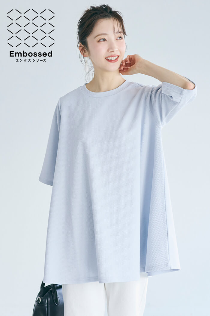エンボスAライン5分袖チュニック レディース メール便不可 coca コカ