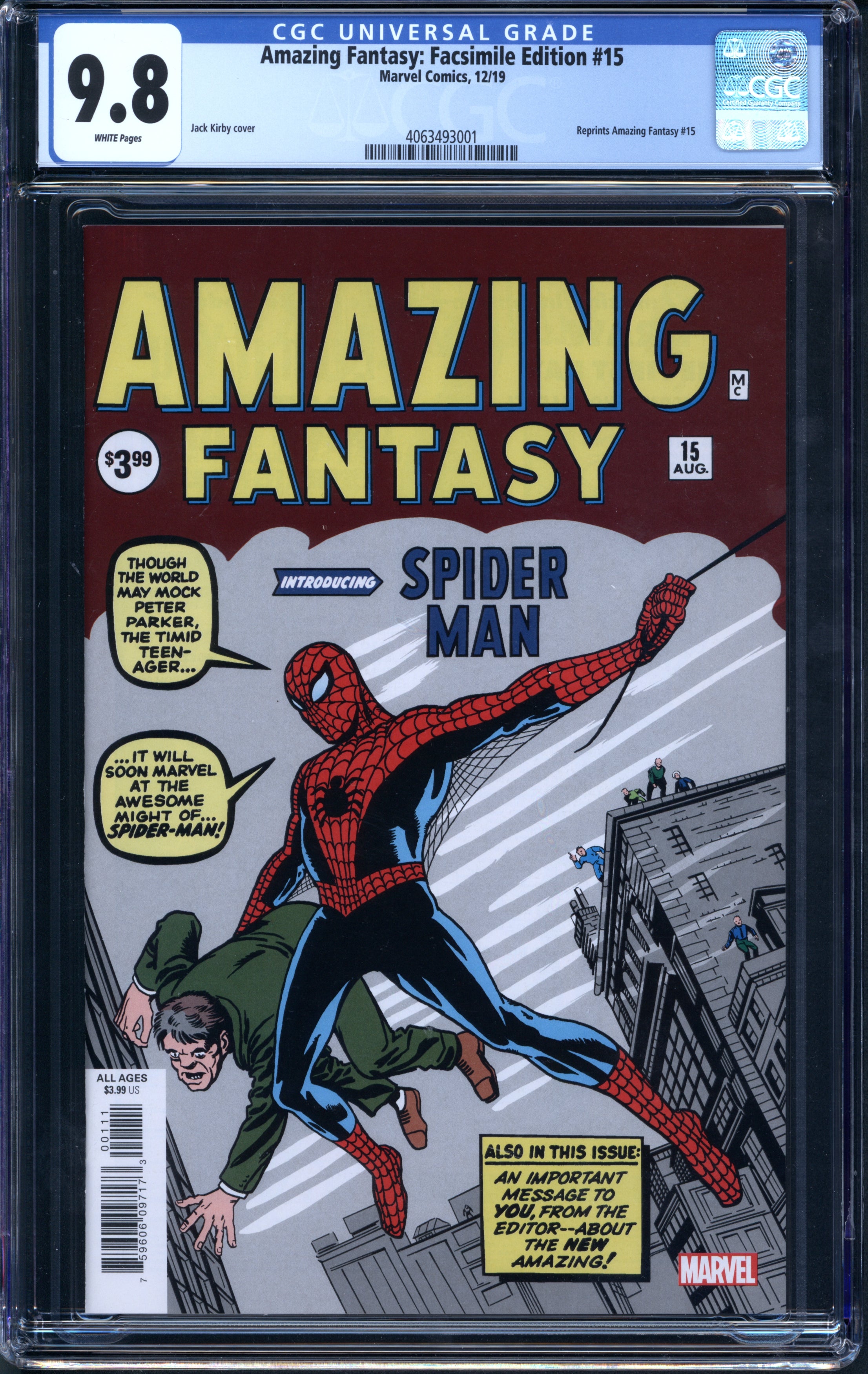 Amazing Fantasy: Facsimile Edition (2019 Marvel) # 15 CGC