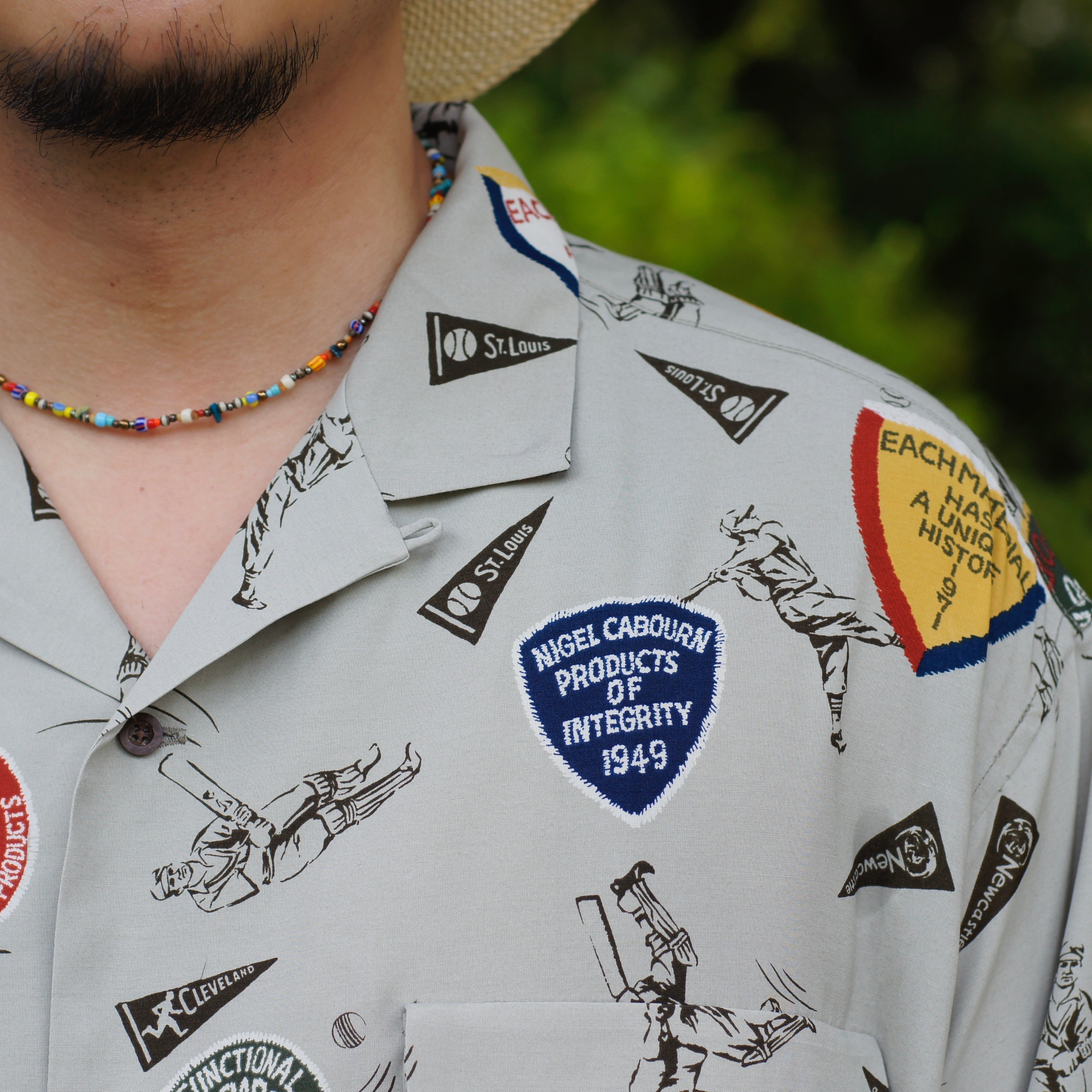 直営店限定》OPEN COLLAR SHIRT - BASEBALL & CRICKET RAYON