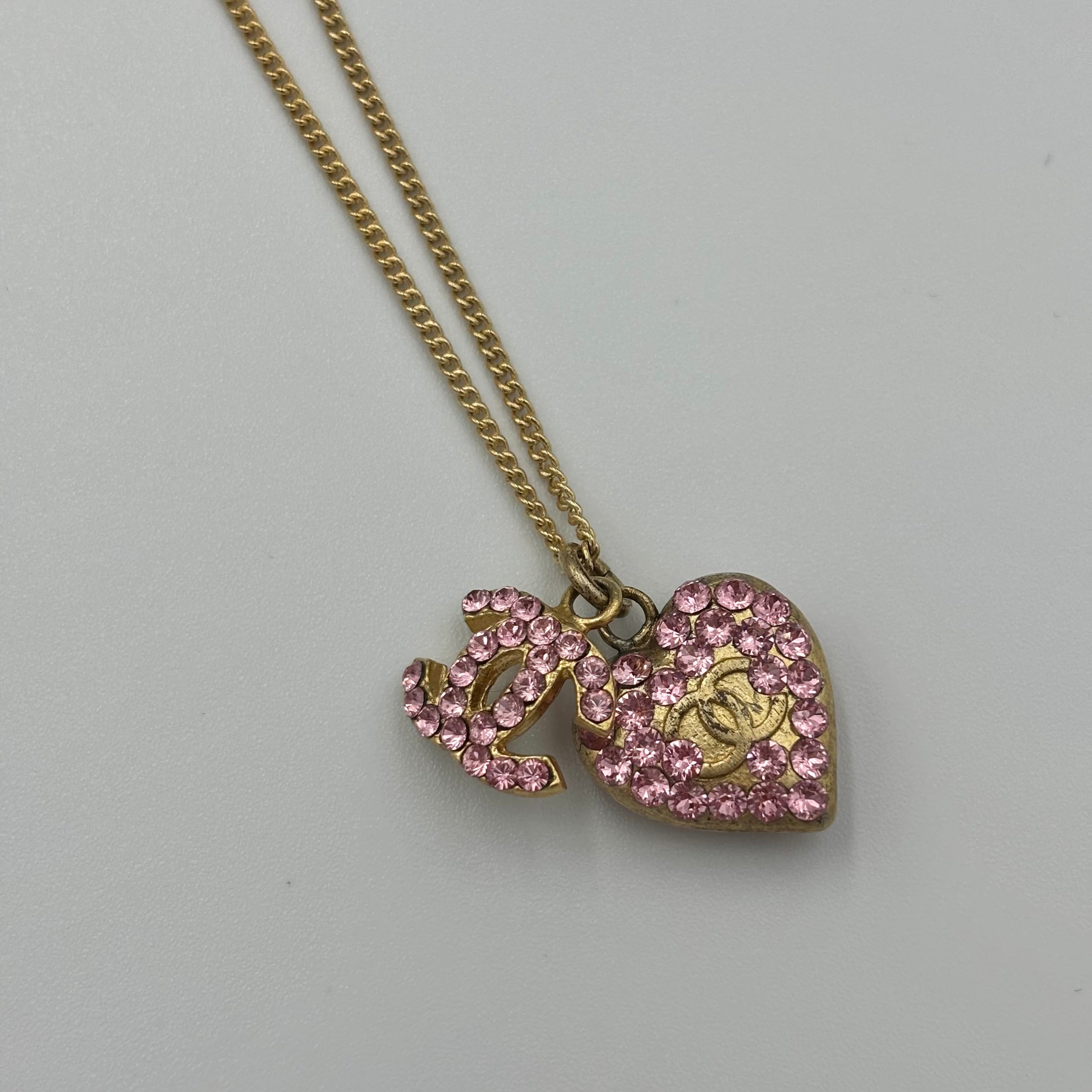 CHANEL ココマーク ハート ラインストーン ネックレス
