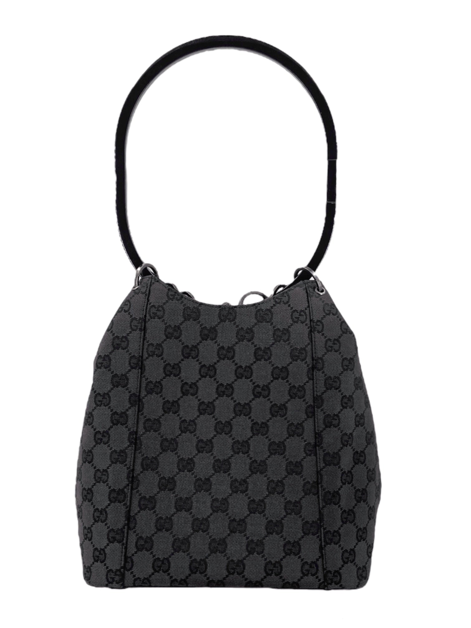 Gucci Fall 1999 Tom Ford Large Black Monogram Bucket Acrylic Ring