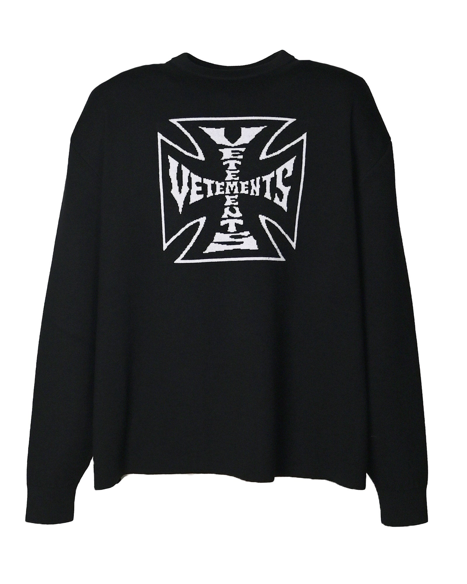 VETEMENTS (ヴェトモン) SS26 ニット DOUBLE BIKER CROSS LOGO SWEATER
