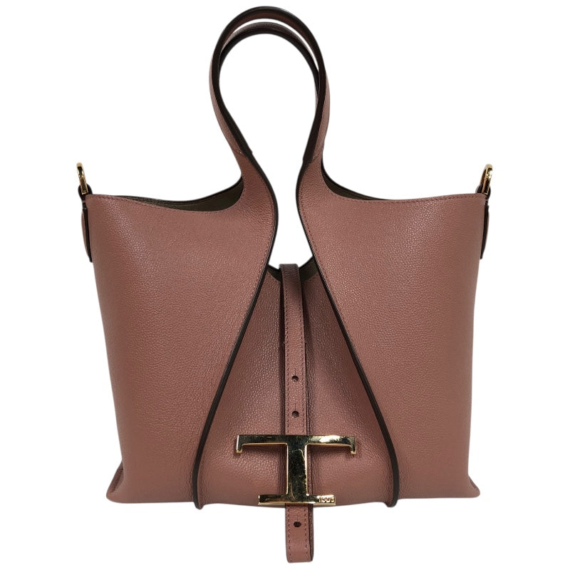 トッズ TOD'S Tタイムレスレザーショッピングバッグミニ ピンク レザー