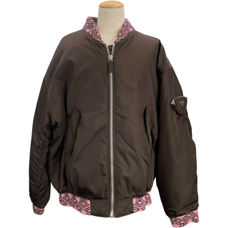 プラダ PRADA RE－NYLON ニットボンバージャケット SGB895 ブラウン