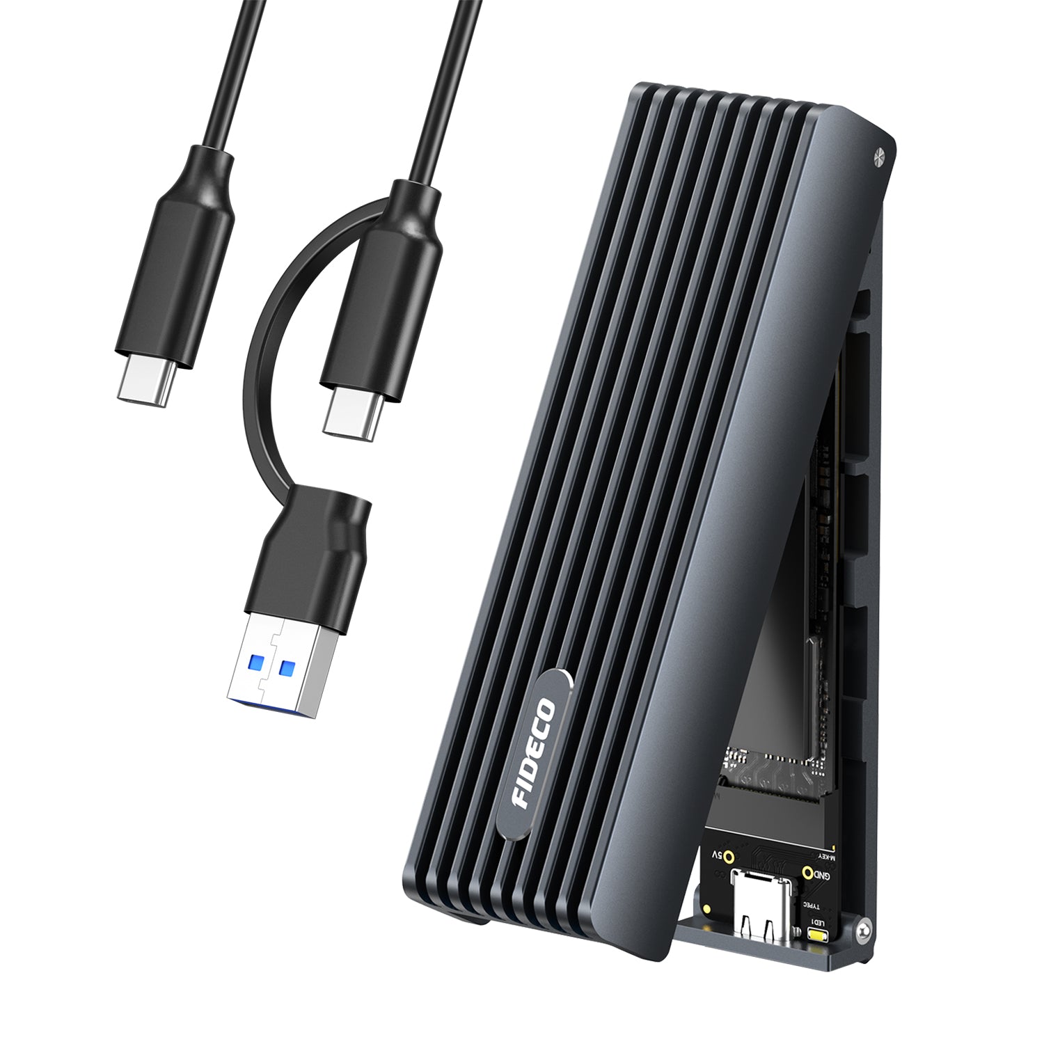 FIDECO 10Gbps usb 3.2 M.2 2230/42/60/80 NVME SSD Enclosure Case