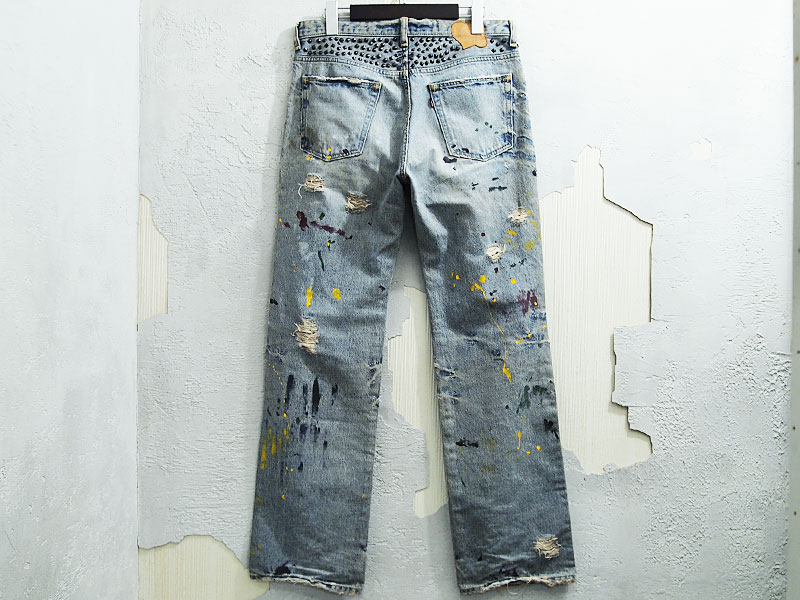 NUMBER (N)INE ペンキ スタッズ ダメージ デニム パンツ