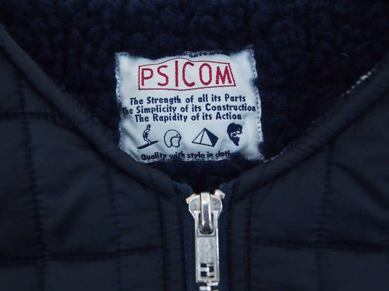 Psicom 'God Like Vest'キルティング ボア ベスト サイコム L Navy