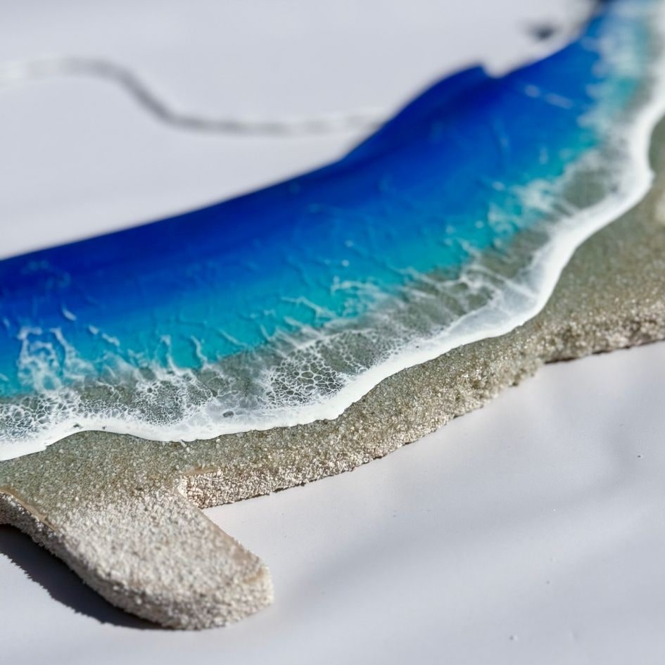 7 ocean panel art ～whale～】 ～195×442×12mm～ エポキシレジン作品