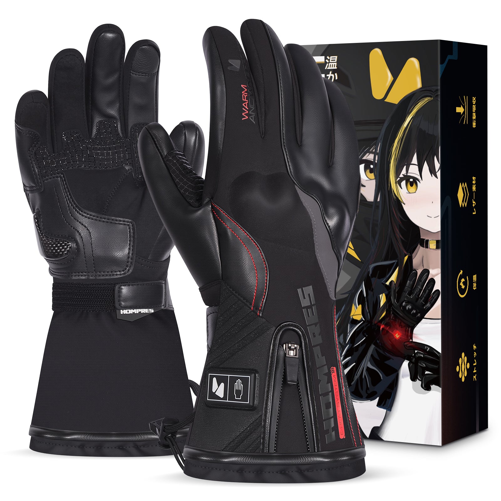 Hompres 2025年 電熱グローブ 11.1V両面全体発熱 手のひらと同面の指先