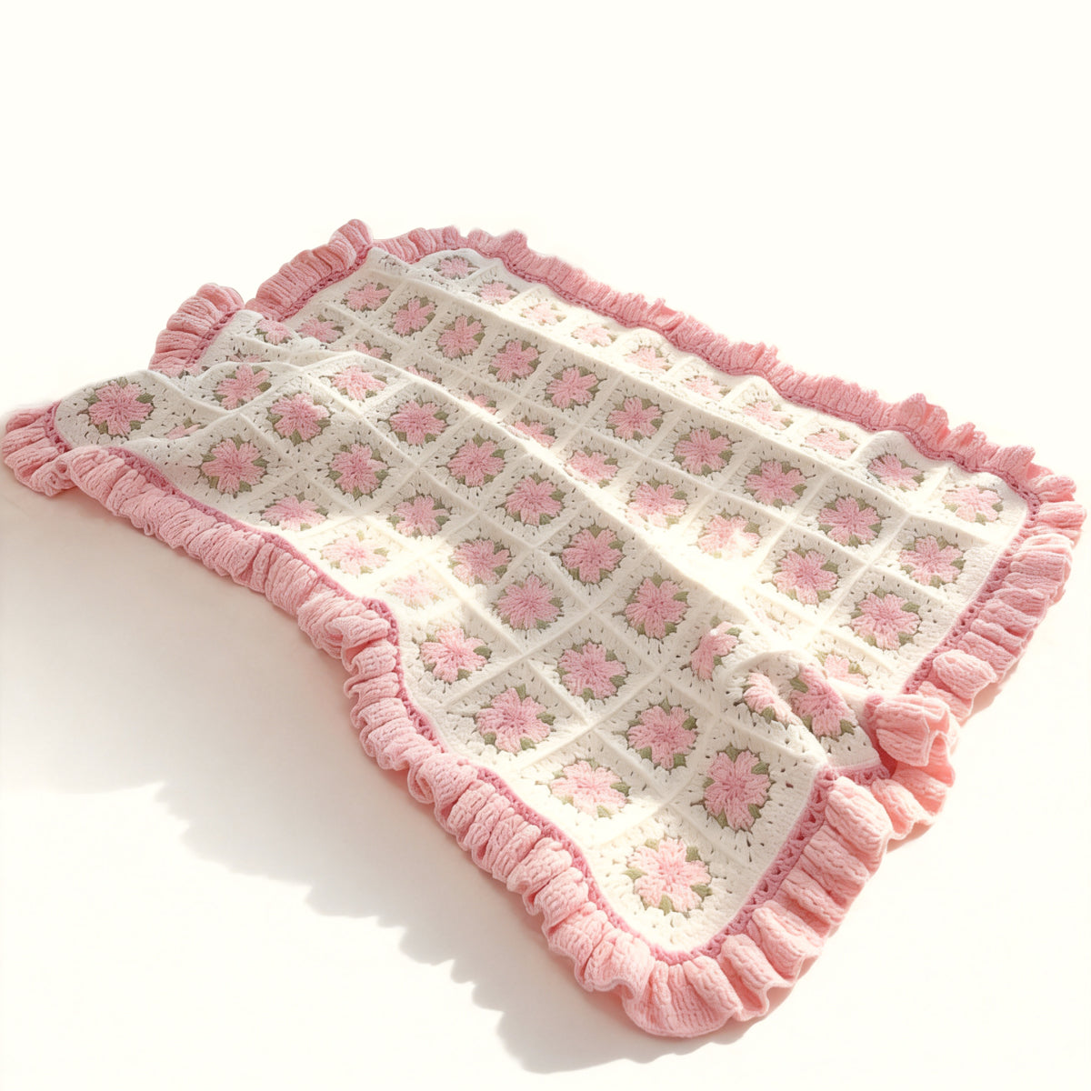 桜モチーフのブランケット手編みキット｜動画付き・42玉セット・かぎ針