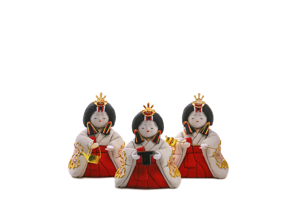三人官女 本金箔蒔絵 | 五色 雛人形・五月人形の原孝洲