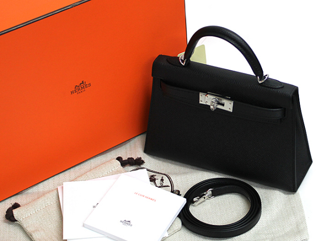 エルメス ◇ ケリー2 ミニ ◇ ヴォーエプソン ブラック 外縫い X刻印