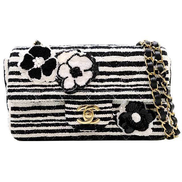 CHANEL シャネル ショルダーバッグ ココマーク カメリア ボーダー ミニ