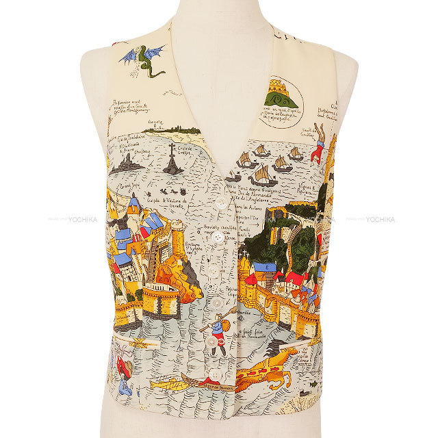 HERMES エルメス ベスト ヴィンテージ ポケット モンサンミッシェル