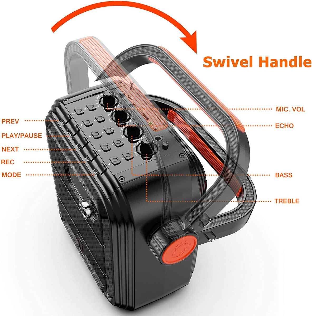 JYX 66BT Karaoke Machine with Two Wireless Microphones