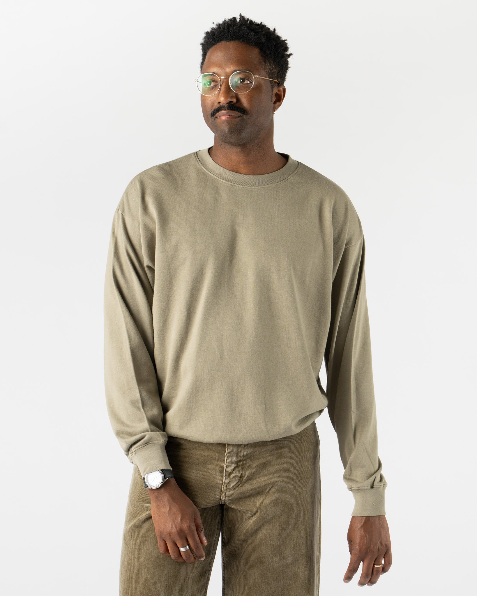 Auralee Super High Gauge Sweat Pullover in Khaki Gray Curated at