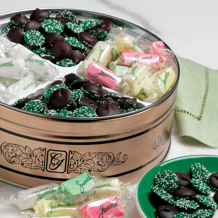 James' Marvelous Mints In A Seasonal Tin – James Candy / Fralinger's