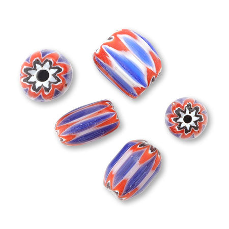 アフリカントレードビーズ シェブロン2 ブルー/レッド【アウトレット