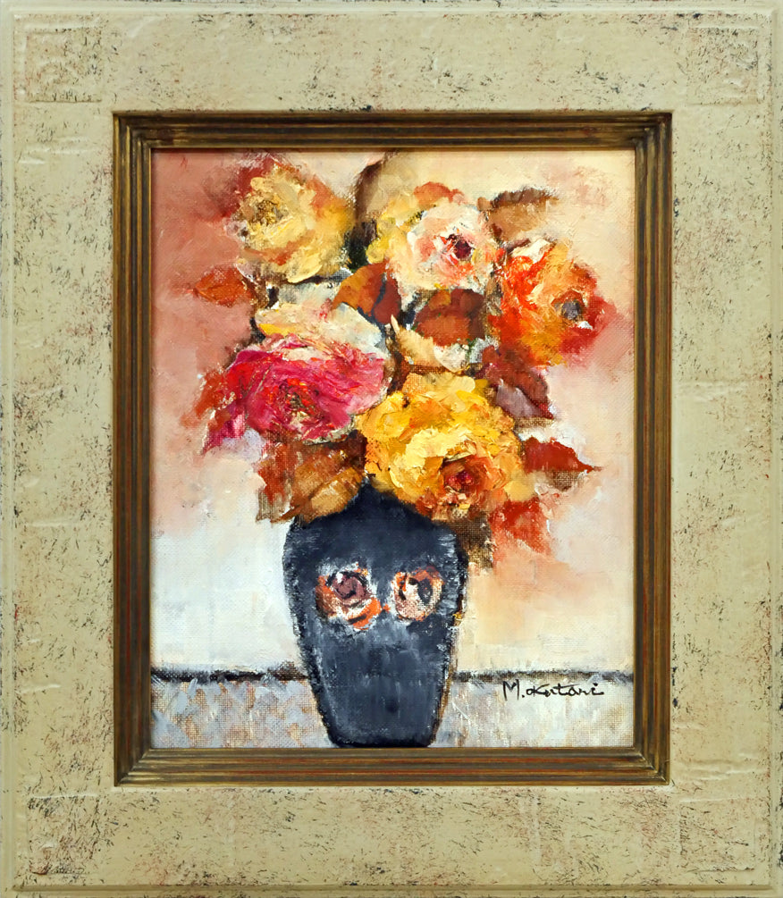 奥谷全弘「バラ」油絵・F3号 絵画買取・販売の小竹美術