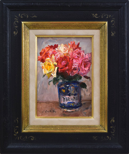 刑部人「ばら（マジョリカ壺）」油絵・SM 絵画買取・販売の小竹美術