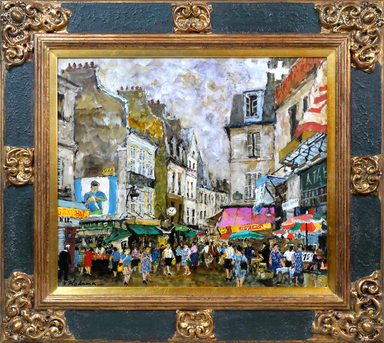 児玉幸雄「パリーの朝市」油絵・F10号 絵画買取・販売の小竹美術