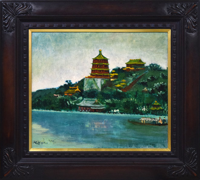 居串佳一「北京萬寿山佛香閣」油絵・F10号 絵画買取・販売の小竹美術