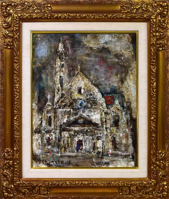 山田茂人「聖堂」油絵・F6号 絵画買取・販売の小竹美術
