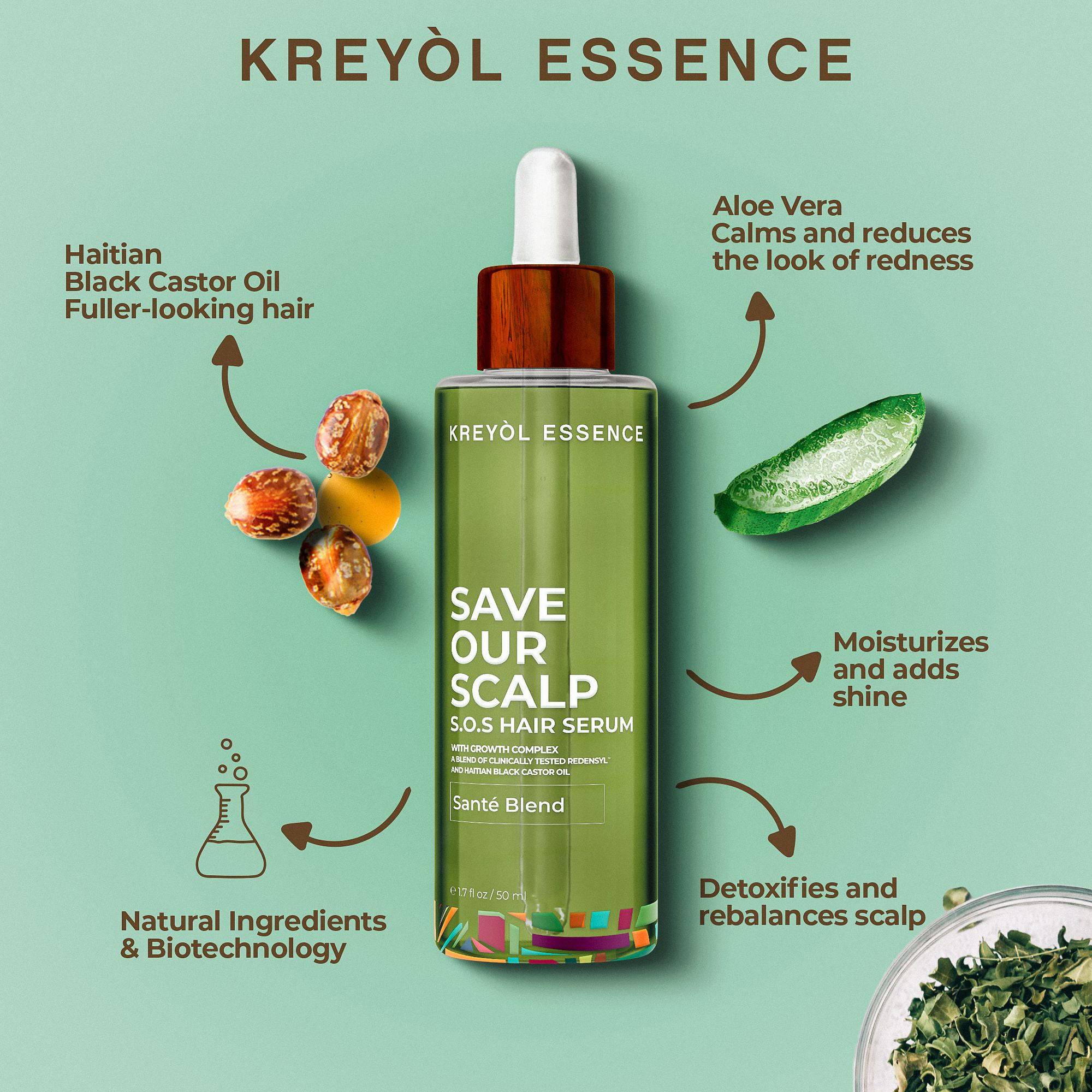 Save Our Scalp Serum (S.O.S Serum) (1.7oz) | Kreyol Essence