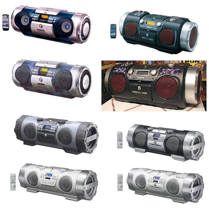 4スピーカー合計40Wで強力な重低音、ビクターの円筒形ラジカセ 通称