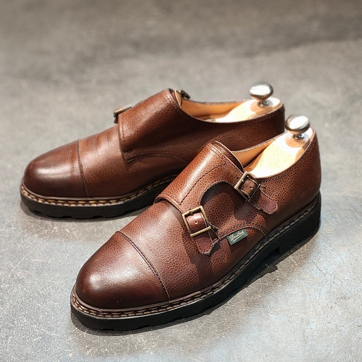 美品 【Paraboot】パラブーツ ウィリアム ダブルモンク グレインレザー