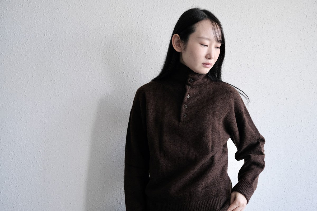 MITTAN / ウールシルクWフェイスハイネック 茶 KN-29 / unisex – PINT_MN