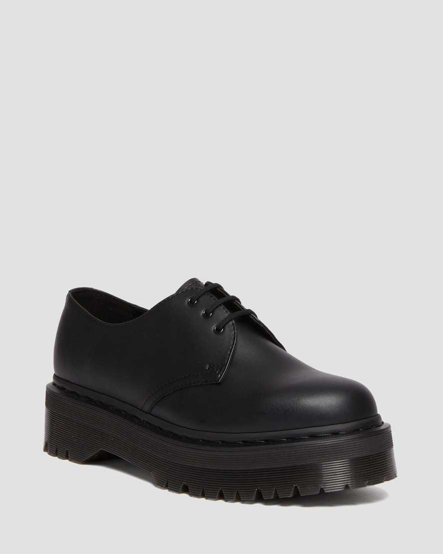 Vegan 1461 Quad Mono Black Felix Rub Off Oxford – Posers Hollywood