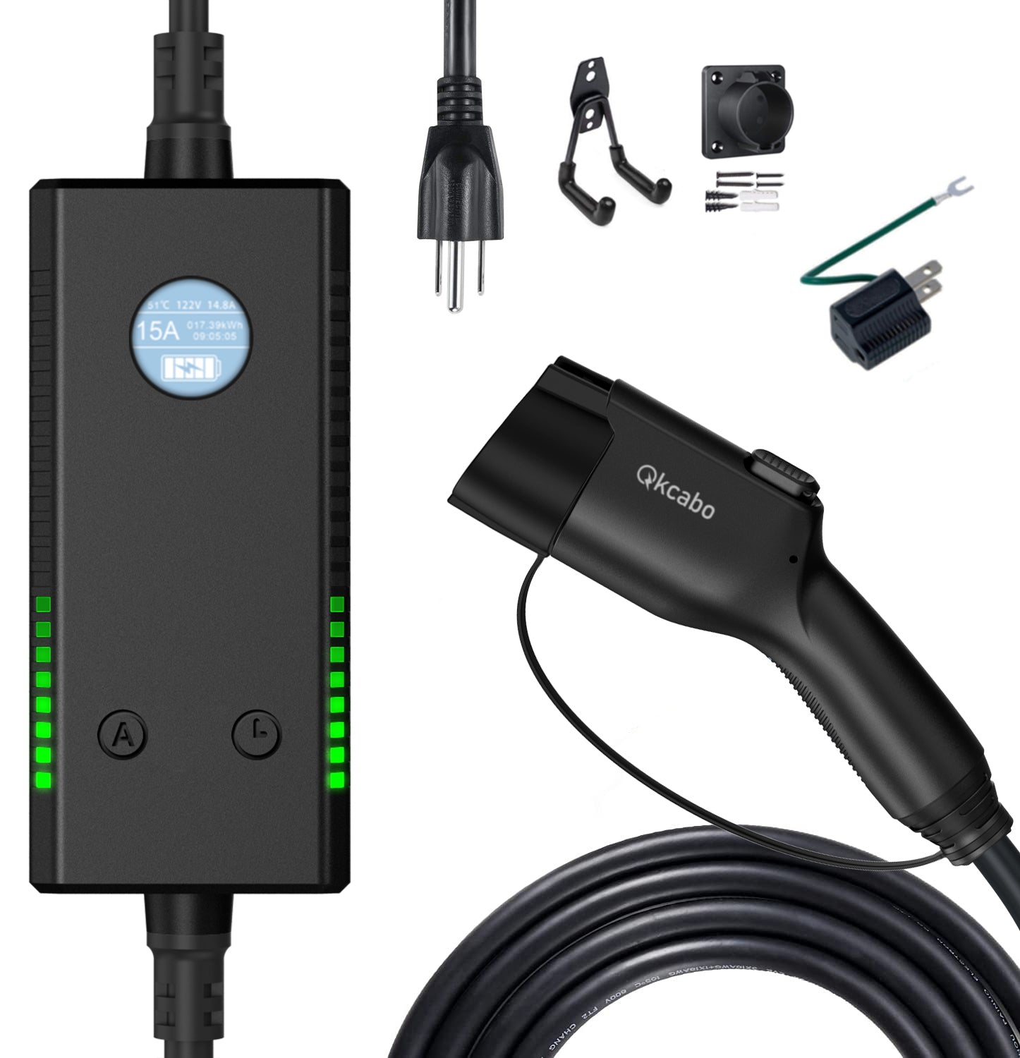 Qkcabo 電気自動車 充電ケーブル SAE J1772 EV充電器 100V-240V 8A/10A