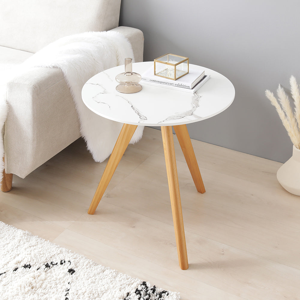 ラウンドサイドテーブル 大理石ホワイト/ソファサイド等にお勧めの